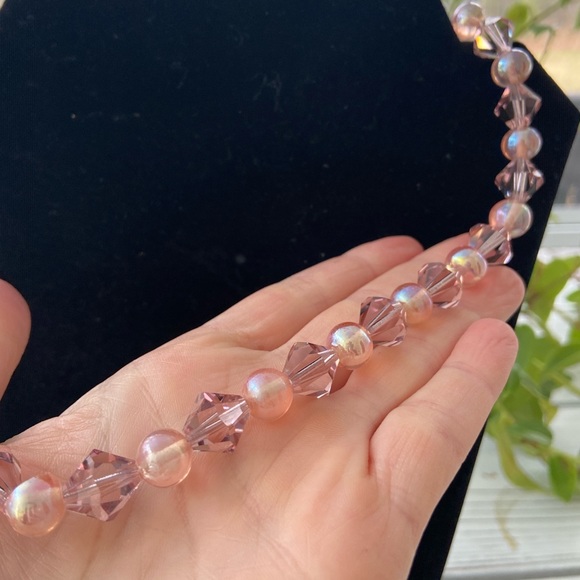 Vintage Pink Beaded Necklace and Earring Set - Picture 8 of 8